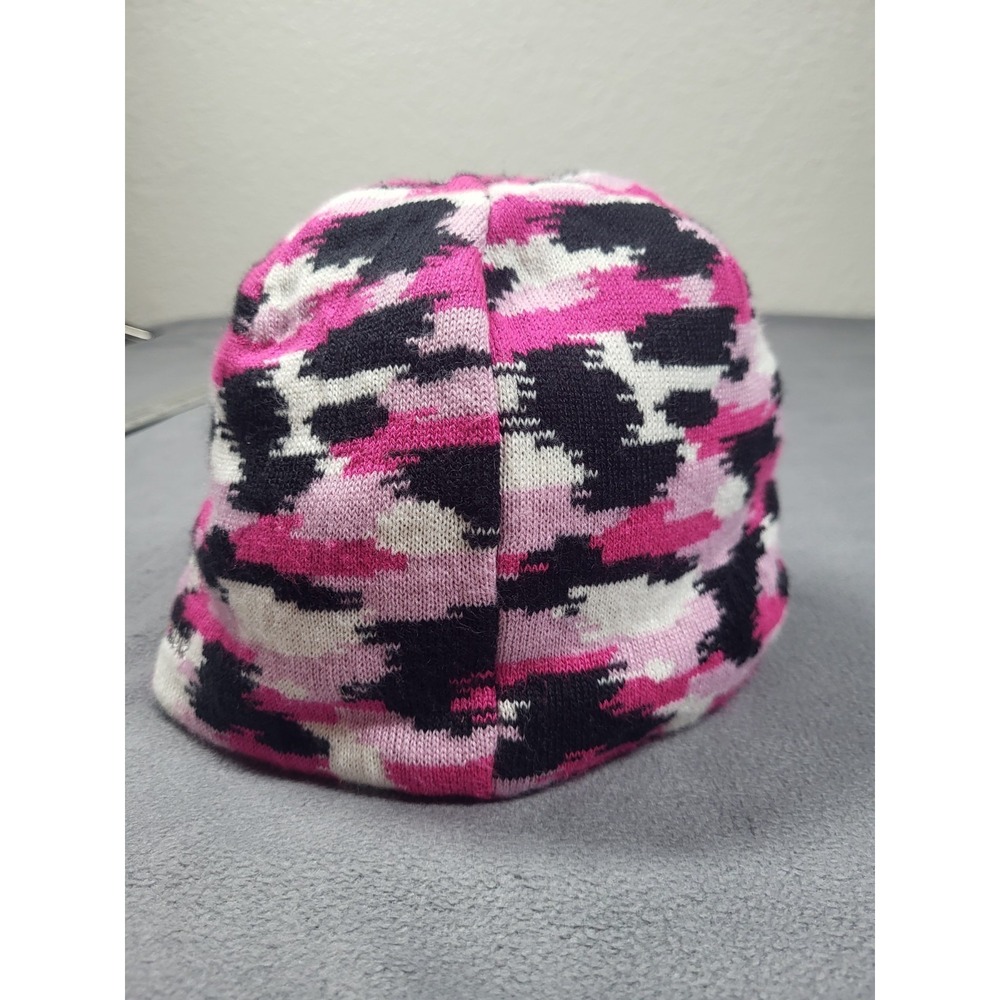 Columbia Reversible‎ Beanie Hat Pink Gray Black Camo Knit Winter Cap One Size